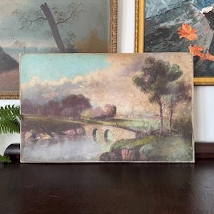 Antique French Landscape Oil Painting Antique Scenic Landscape Oil Painting Antique Landscape Painting Antique Oil on Canvas Painting