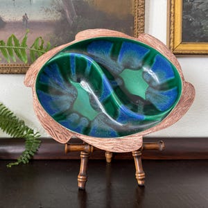 Vintage Scalloped Drip Glaze Pottery Divided Bowl Vintage Divided Pottery Bowl Vintage Scalloped Pottery Vintage Drip Glaze Pottery Bowl