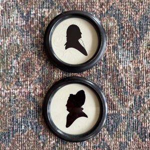 2 Antique Silhouette Portraits by Vallimit Antique George and Martha Washington Silhouettes Antique Silhouettes Antique Silhouette Art Pair