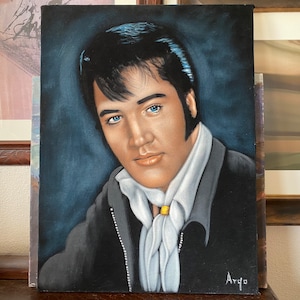 Vintage Large Elvis Portrait Velvet Painting Vintage Elvis Painting Vintage Elvis Presley Vintage Elvis Memorabilia Vintage Elvis Gifts image 1