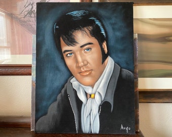 Vintage Large Elvis Portrait Velvet Painting Vintage Elvis Painting Vintage Elvis Presley Vintage Elvis Memorabilia Vintage Elvis Gifts