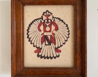 Vintage Zuni Wing Knife Man Sand Painting Framed - Etsy 日本
