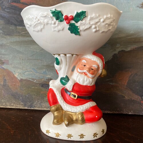 Vintage Napcoware Santa Claus and shops Holly Compote Bowl Vintage Santa Compote Vintage Christmas Santa Holly Compote Vintage Christmas Compote