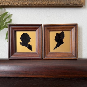2 Vintage Silhouette Portraits Vintage George and Martha Washington Silhouettes Vintage Silhouettes Vintage Black and Gold Silhouette Art