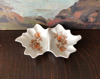 Vintage Mitterteich Bavaria Norway Rose Porcelain Divided Dish Tray