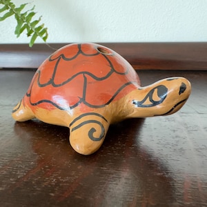 FINAL SALE - Vintage Turtle Sculpture Vintage Folk Art Turtle Vintage Nicaragua Sea Turtle Sculpture Vintage Terra Cotta Pottery Sea Turtle