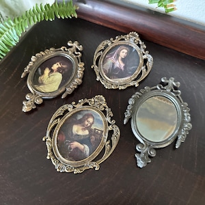 4 Vintage Italian Florentine Framed Art + Mirror Vintage Italian Frames Vintage Italian Florentine Frames Vintage Italian Cast Metal Frames