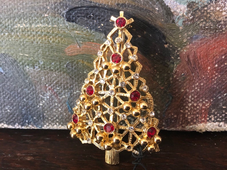 Vintage Eisenberg Christmas Tree Brooch Vintage Eisenberg Christmas Tree Pin Vintage Gold Christmas Tree Pin Vintage Gold Christmas Tree Pin