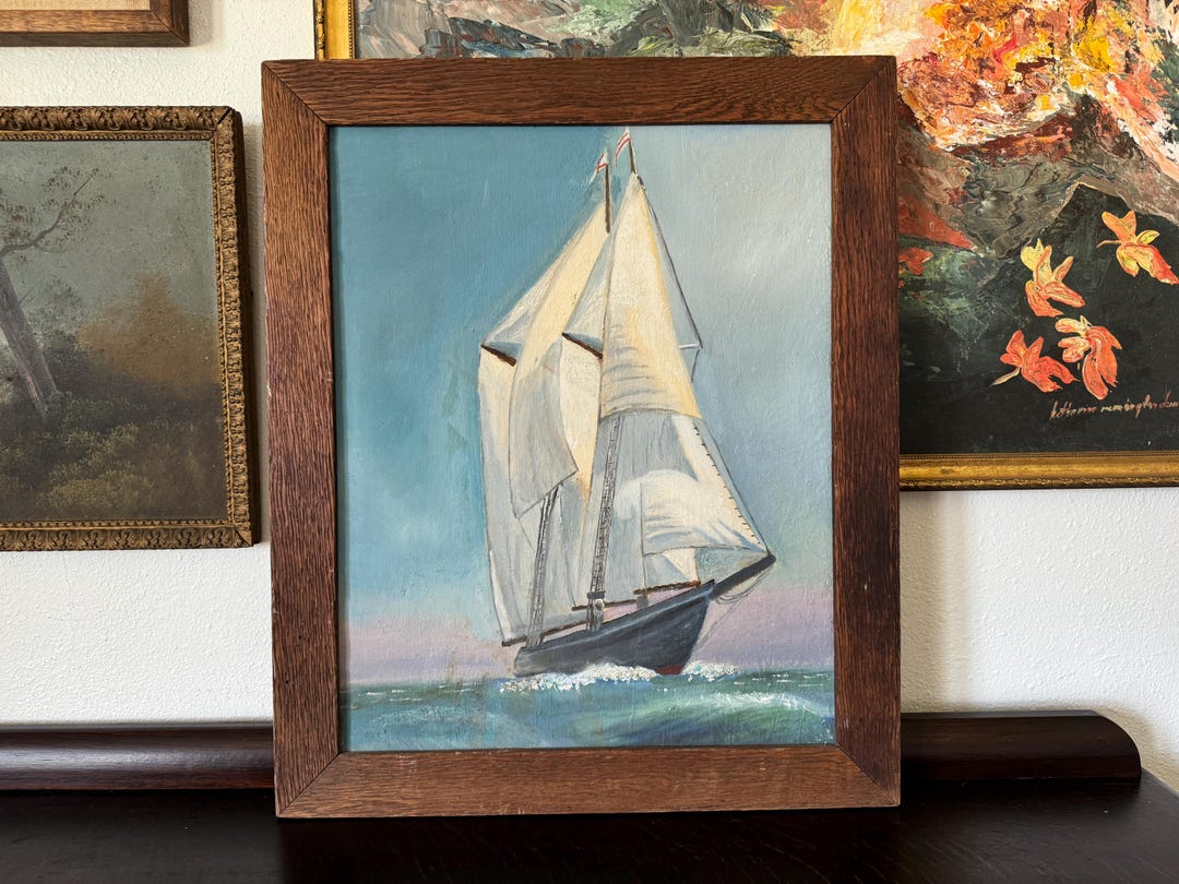 Vintage Nautical Americana Folk Art Painting Vintage Nautical Folk Art ...