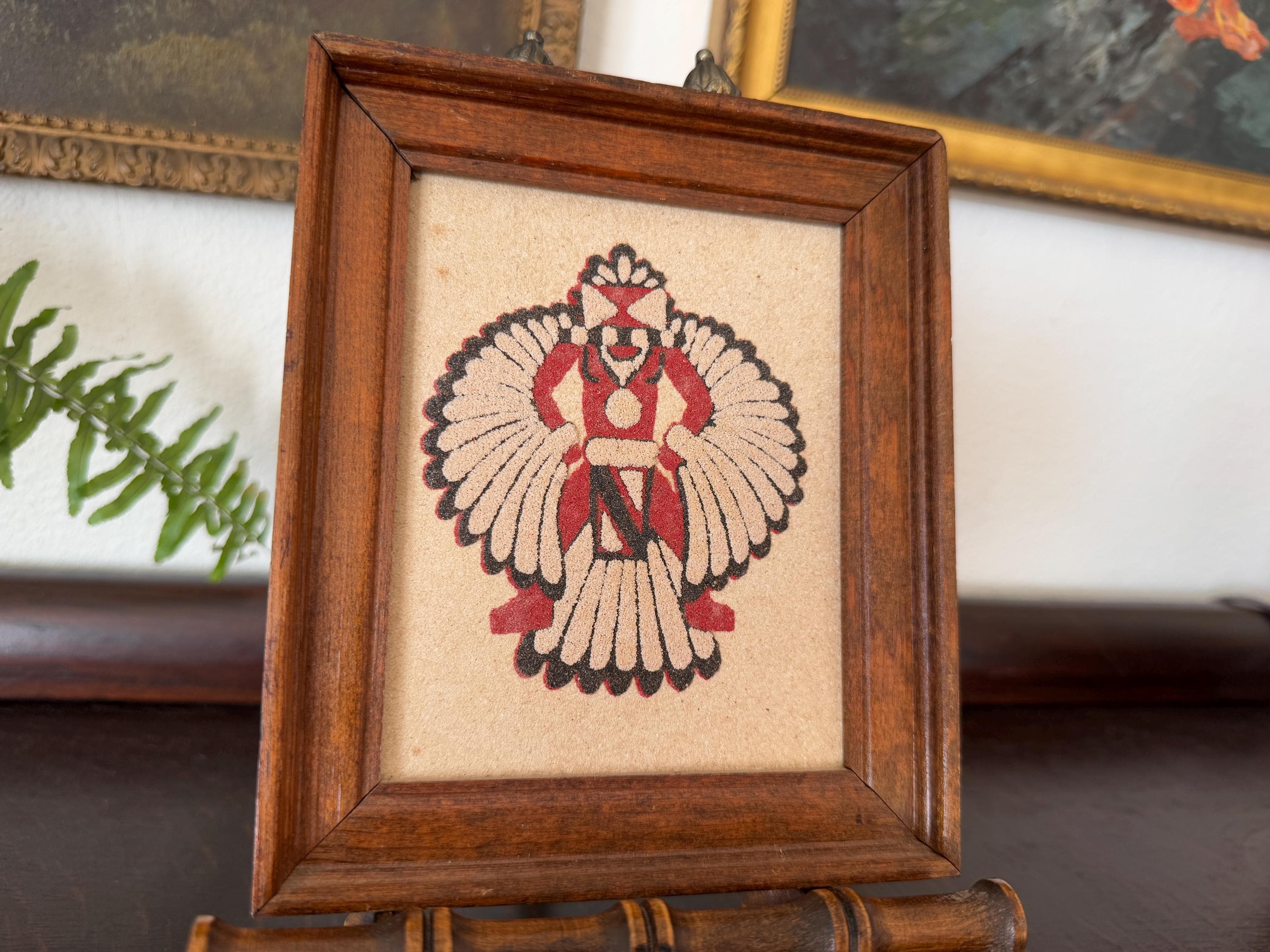 ZUNI WING KNIFE MAN サンドアート 額装 Vintage Zuni Wing Knife Man Sand Painting Framed - Etsy