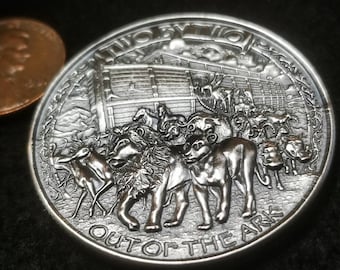 SILVER SALE! Noah, two by two off the Ark, 1 Troy Ounce of 99.9 Fine Antiqued Silver