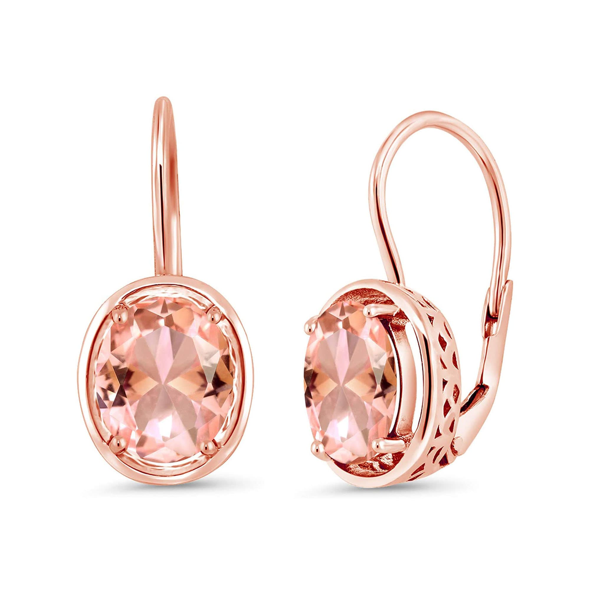 Simulated Oval Peach Morganite Lever Back Earrings Gold Plated - Etsy UK