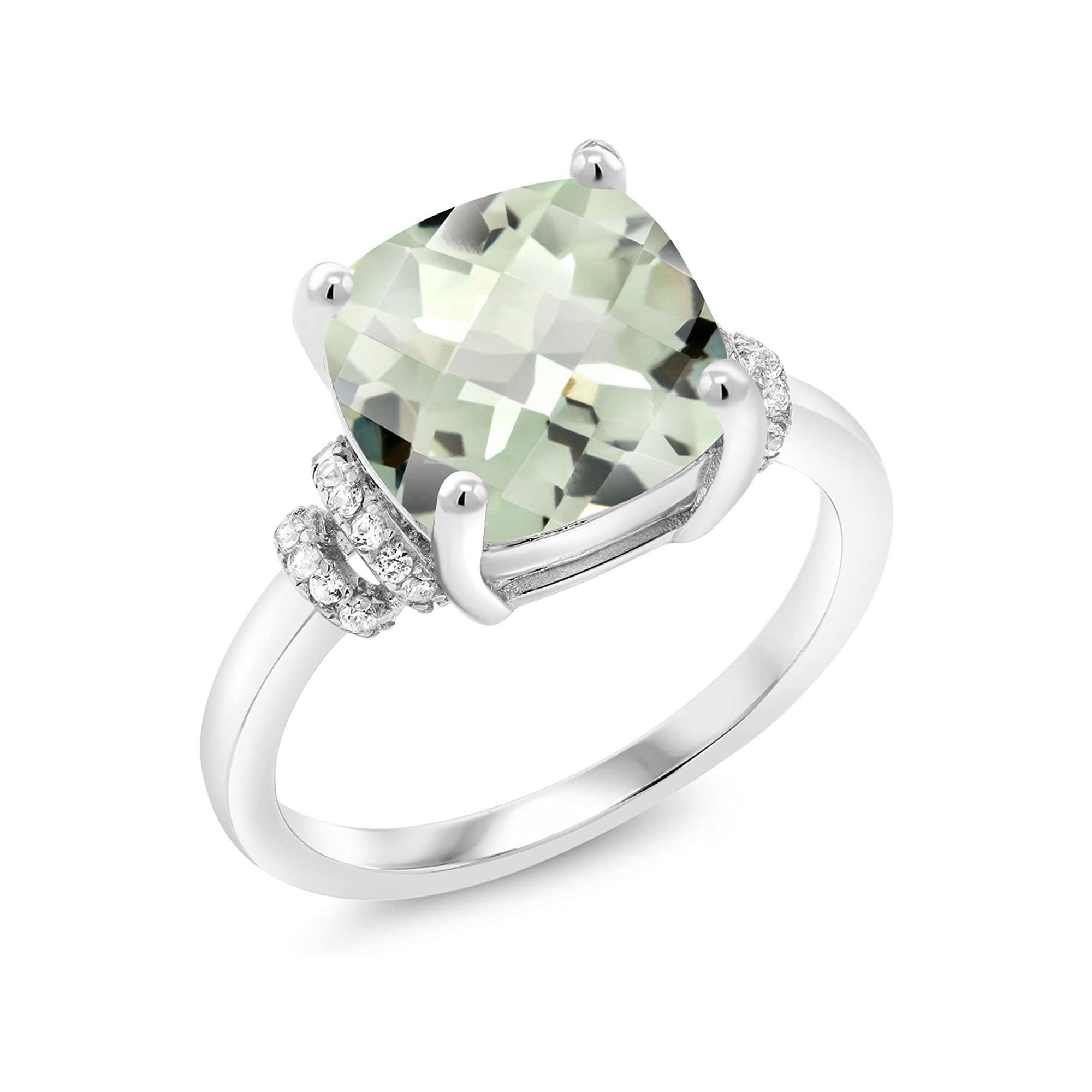 Green Amethyst Engagement Ring With Cubic Zirconia 925 Etsy