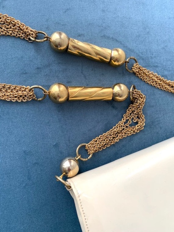 MANON. Vintage Lacquered Leather Purse. Bone Color