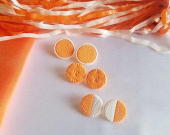 Polymer Clay Earrings | Stud Earrings | UTK | Volunteers | Vols | Tennessee Gifts | Orange White | Knoxville | Stud Packs | thatclaygirlco