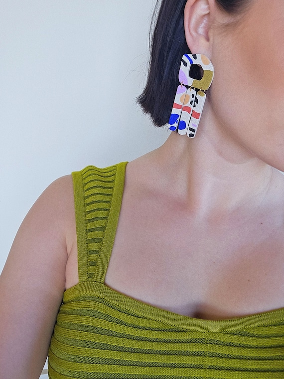 Polymer Clay Earrings | Abstract Earrings | Artist Earrings | Bold Earrings | Jewelry Gifts | Colorful Earrings | thatclaygirlco