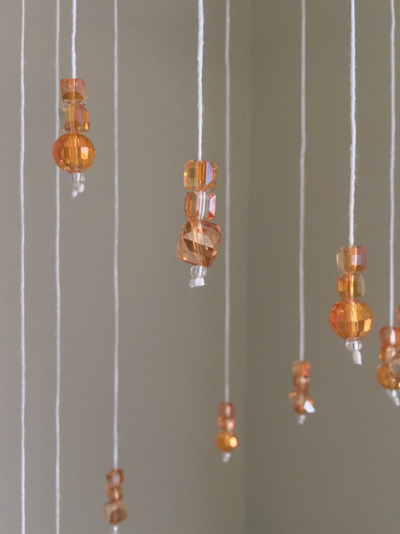 Orange nursery decor Poppy Mobile Baby shower gift Flower Mobile push gift Orange floral nursery Orange floral mobile Crystal Mobile