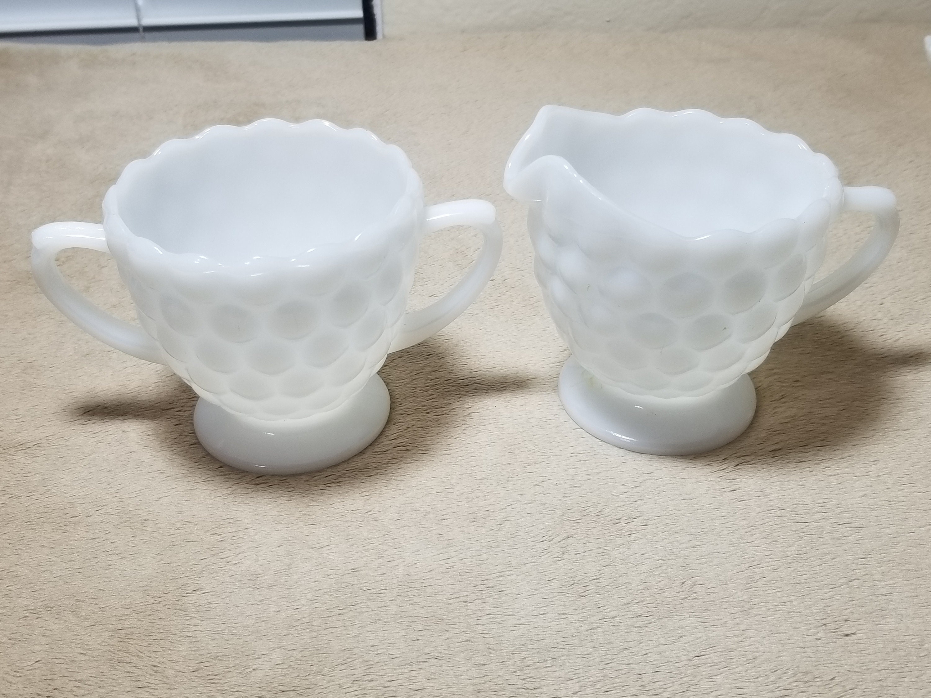 Set of 5 Collectible Vintage Milk Glass Creamer Sugar Bowl Etsy