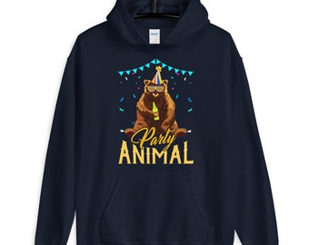 Party Animal Bear Hoodie: Funny Birthday Gift