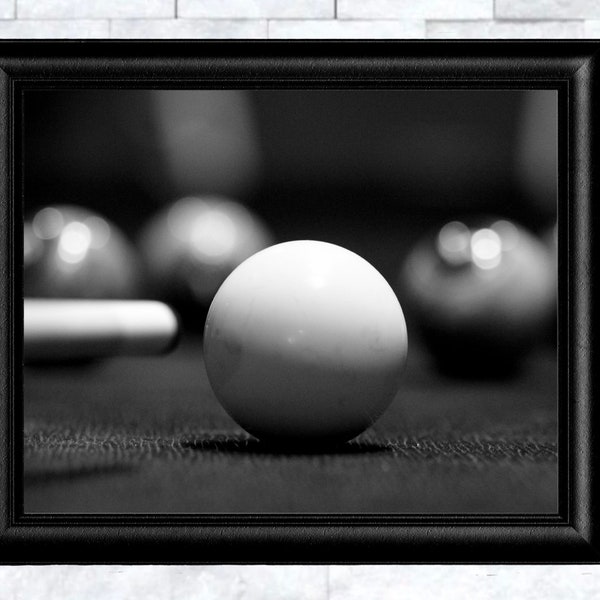 pool art, pool print, pool ball art, pool ball print, pool ball photo, pool ball decor, game room decor, game room art, cue ball print