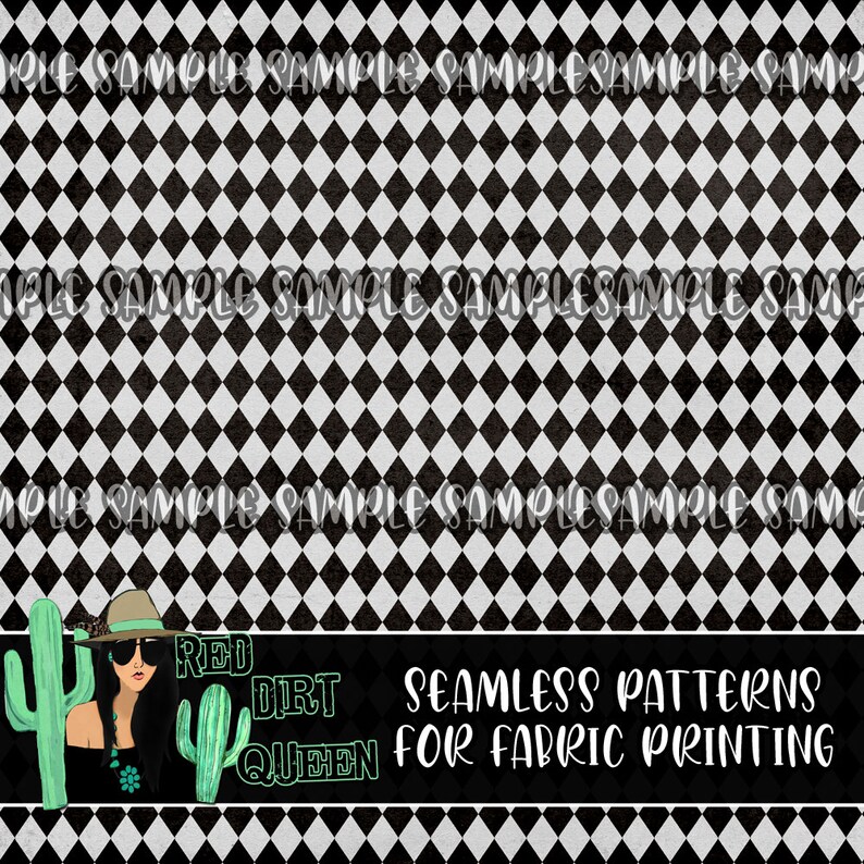 Seamless Pattern Distressed Black Diamond