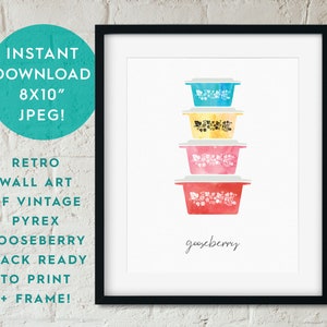 PRINT YOUR OWN Pyrex Vintage Gooseberry Art Print  | 8x10 Mini Poster/Art Printable Instant Download | Retro Kitchen!