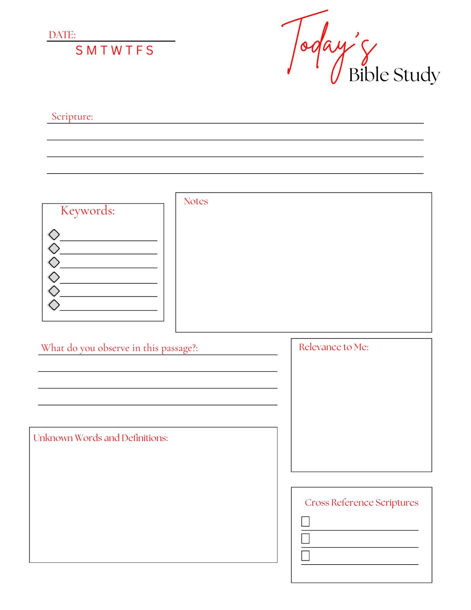 Bible Study Notes Pages - Etsy