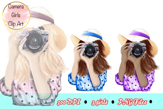 Girls with Cameras Clipart Girls with cameras clip art | Etsy