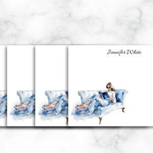 Personalized Stationery Set: Reading Books, Watercolor Books Stationery Set, Books  Stationery, Book Lover gift
