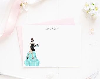 Personalized Audrey Hepburn Stationery, Breakfast at Tiffanys, Fashion Stationery, Fashion Note Cards, Personalized, DIGITAL DOWNLOAD