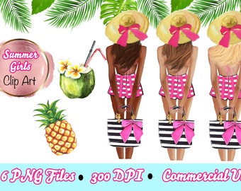 Summer Fashion clipart, SummerGirls Clipart, Fashion Clipart, Summer Girls, Pool Party, Beach Clipart, Girls Clipart, Planner Stickers, Girl