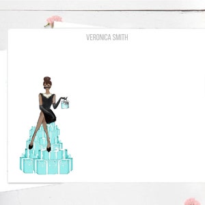 Black Audrey Hepburn Stationery, Breakfast at Tiffanys, Fashion Stationery, Fashion Note Cards, Personalized, Audrey Hepburn Cards