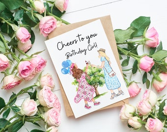 Birthday Card for Girl - Cheers - Fashion illustrated Birthday Card