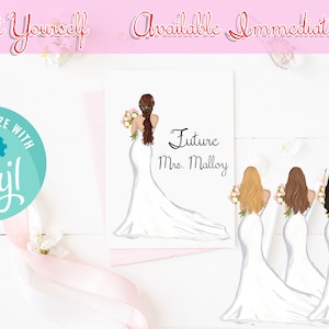 Carte de douche nuptiale pour la mariée, téléchargement numérique, carte de mariage future Mme, carte de future mariée, carte de fiançailles, carte de douche nuptiale, modifiable