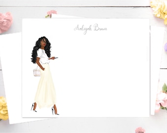 Black Girl Stationery, Personalized Office Notecards, Black Girl Note Cards, Office Supplies, Work From Home, Black Girl Art