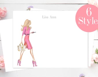 Personalized Stationery Set: Working Girl,  Girl Boss, Custom Stationery Girl,  Personalized Stationery, Personalized Stationery Girl