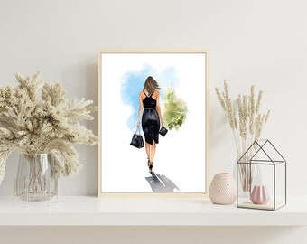 Fashion Illustration Watercolor Art Print - Little Black Dress