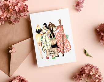 Fashion illustration Card with blank inside -Farmer's Market Girls