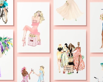 Fashion illustrated Note Cards Set - Spring 2024 Collection Set