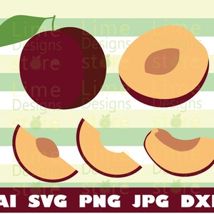 Plum, Half Plum, Plum Slice, Cut Plum - SVG Design Files For Cricut Silhouette Cut Files