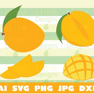 Mango, Cut Mango, Half Mango, Mango Slice - SVG Design Files For Cricut Silhouette Cut Files