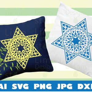 David Star Mandala/ David Star - SVG ebraico - Set di 3 - SVG Design Files For Cricut Silhouette Cut Files
