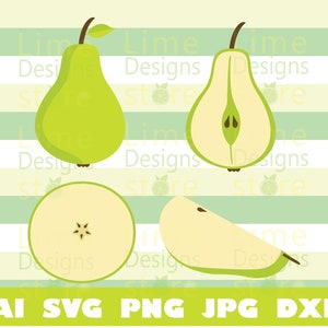 Pera, Fetta di Pera, Mezza Pera, Taglia Pera - SVG Design File Per Cricut Silhouette Taglia File