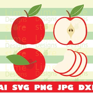 Apple, Apple Cut, Apple Slice, Half Apple - Arquivos de design SVG para arquivos de corte de silhueta Cricut