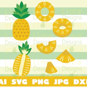 Pineapple, Half Pineapple, Pineapple slice, Cut Pineapple - SVG Design Files For Cricut Silhouette Cut Files