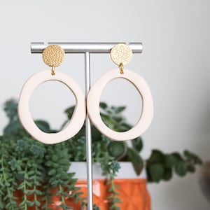 the essential hoop earring | clay hoop earrings, lightweight earrings in neutral color for everyday, handmade jewelry
