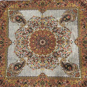 Handmade Paisley Termeh Tablecloth, Persian Woven Decor (39 Inch) Beige 2