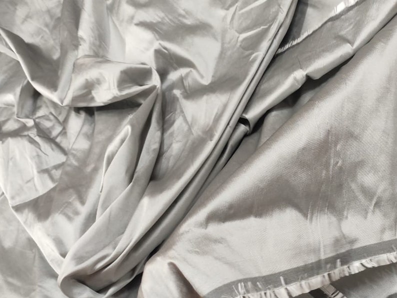 Silver Grey Taffeta Silk Fabric main image 1