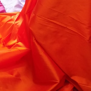 Orange Color Silk Taffeta Fabric, Plain Taffeta Silk, Taffeta Silk Fabric, Light Taffeta Fabric, Silk Fabric by Yard, Taffeta Gown Fabric