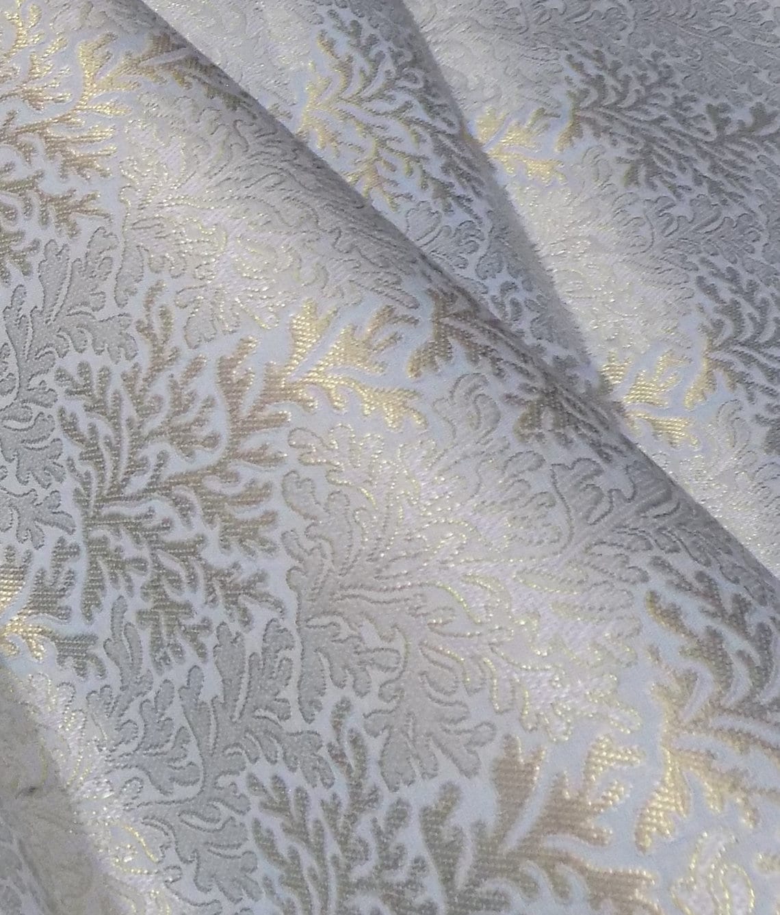 Light Gold Silver Metallic Broacade Fabric